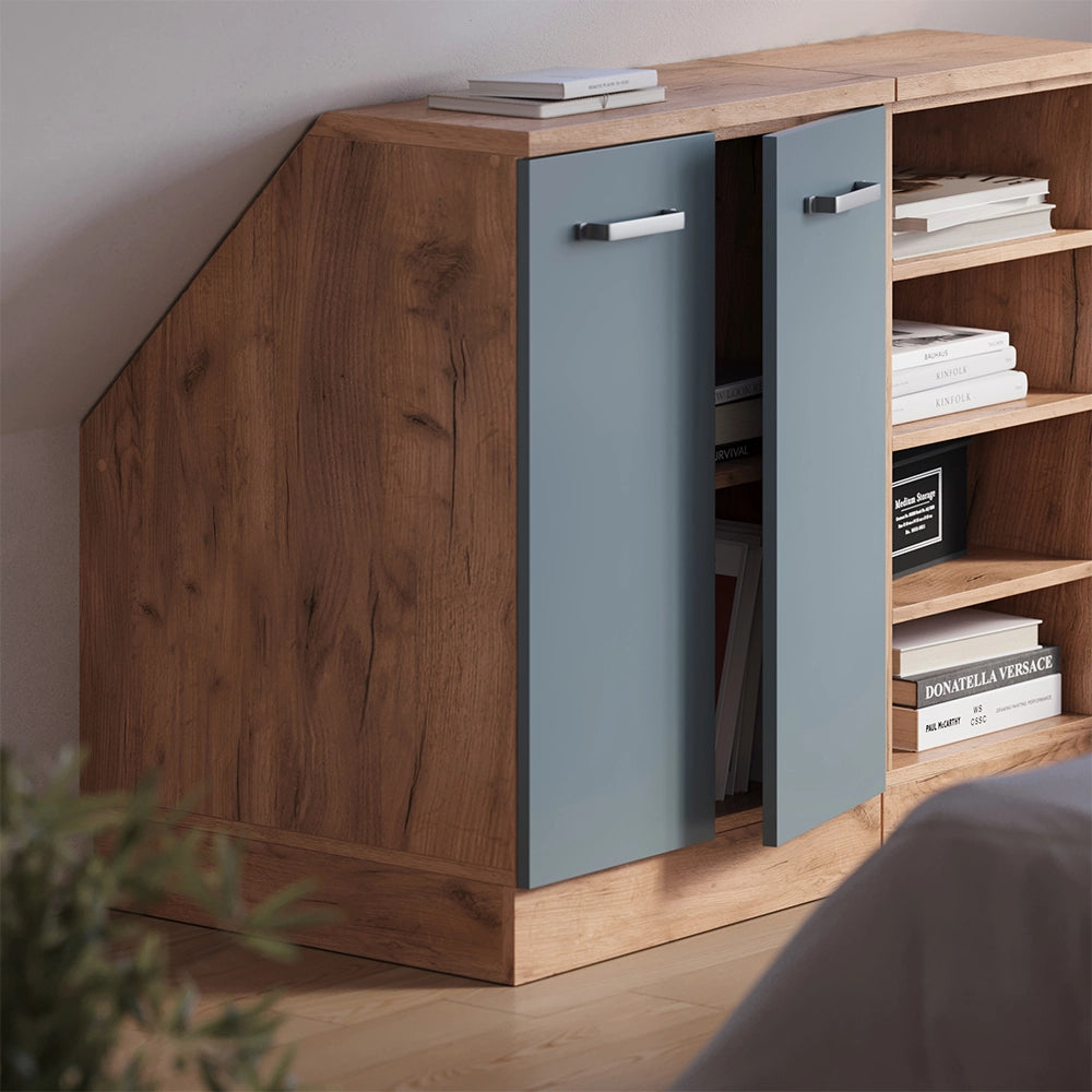 Mobile sottotetto Rion Grigio-blu/Rovere dorato 60 x 83.8 cm con 2 porte, carcassa 60 cm profondità Vicco