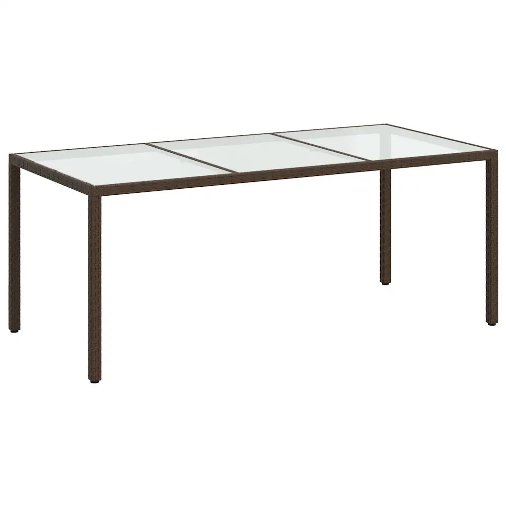Tavolo Giardino Marrone 190x90x75cm Vetro Temperato Polyrattan  cod mxl 34136