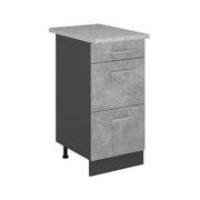 Vicco Mobiletto base per cucina Calcestruzzo 40 cm con cassetti, marmo AP