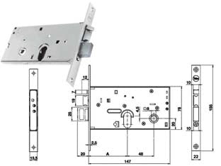 ELETTROSERRATURA DA INFILARE PER FASCE CATEN. E SCR. MM.78 H 85700- - mm.70, 2 mandate (Y8570070080) -  YALE