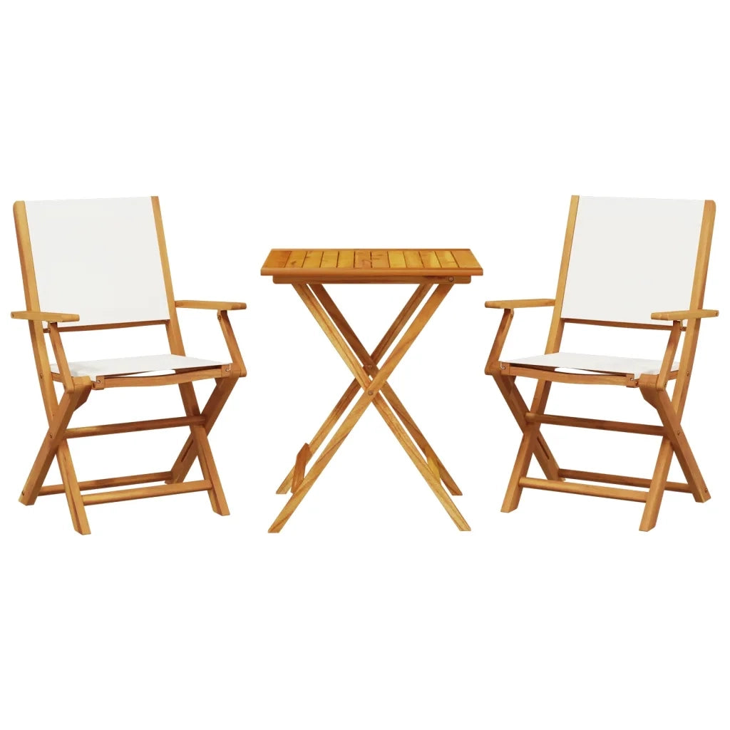 Set da Bistrot 3pz Bianco Crema in Tessuto e Legno Massello