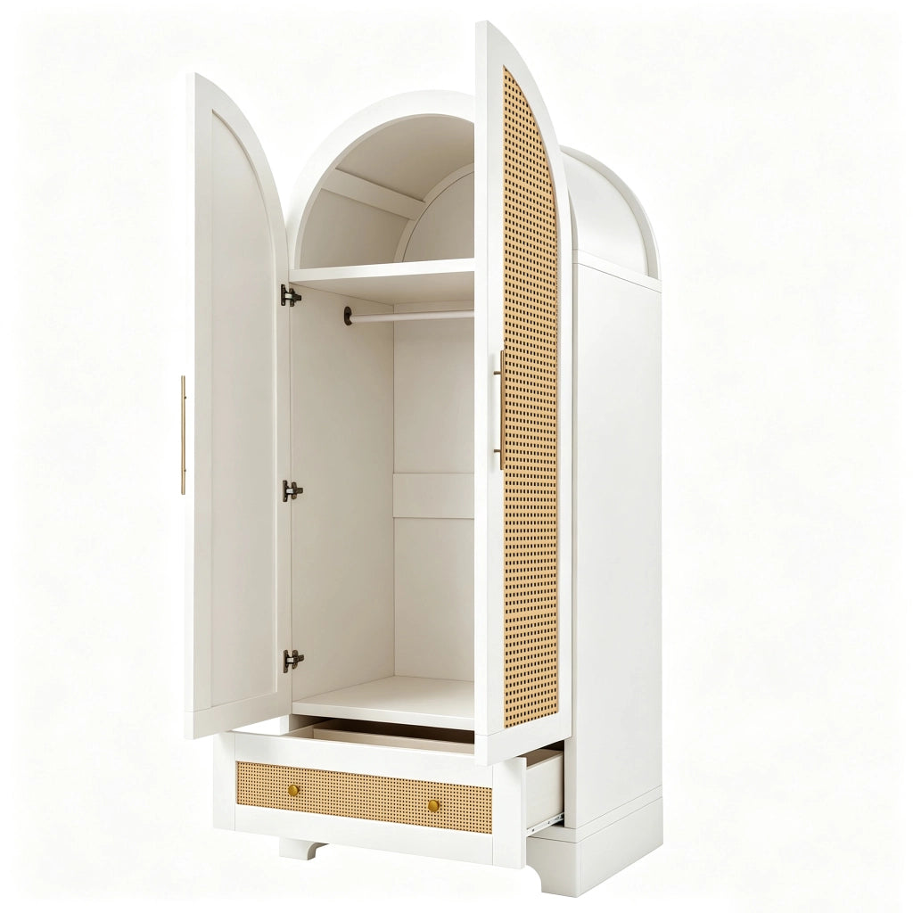 ARMADIO a 2 ante con 2 cassetti e vano interno 70x55x170 cm bianco