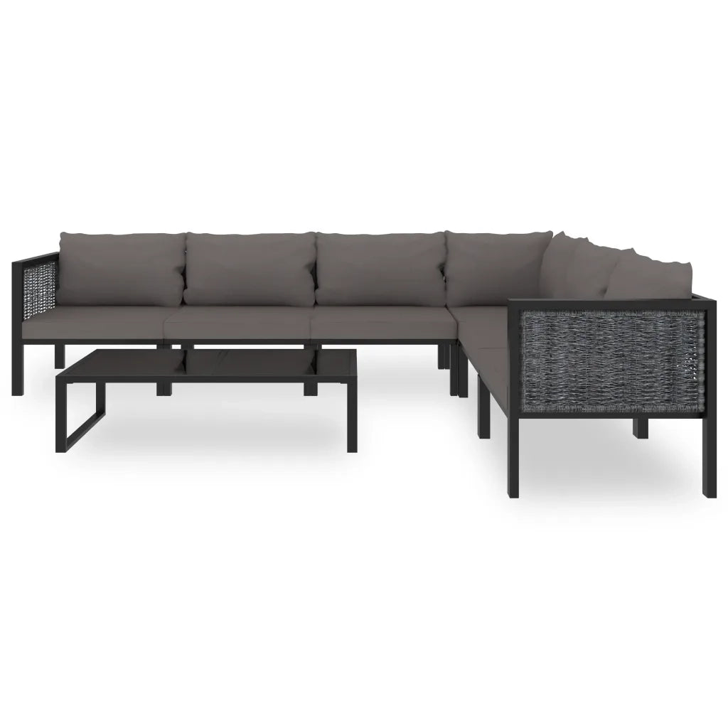 Set Divani da Giardino 7 pz con Cuscini in Polyrattan Antracite 49401