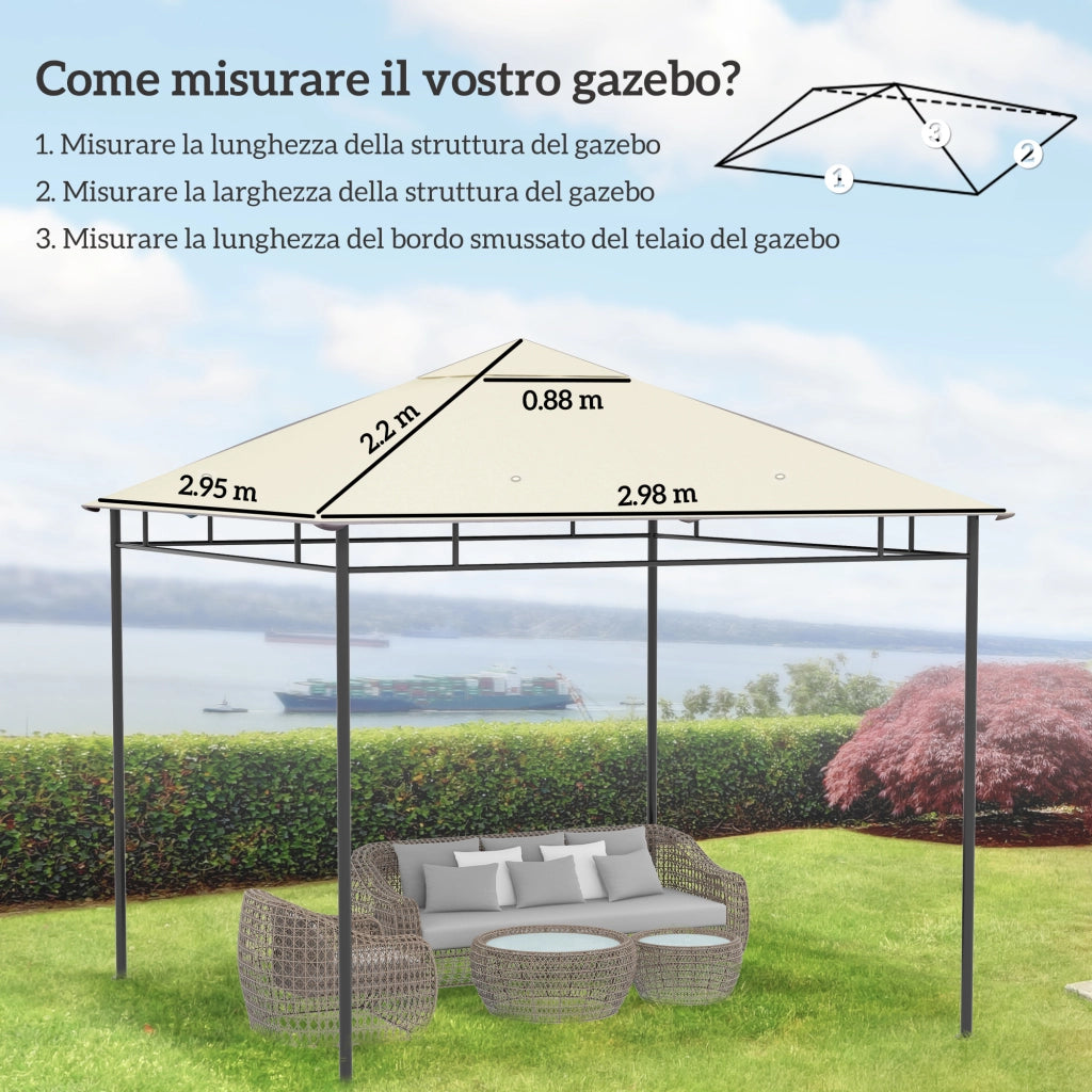 Tetto Gazebo 3x3m ¨C zephmum ¨C Poliestere Crema