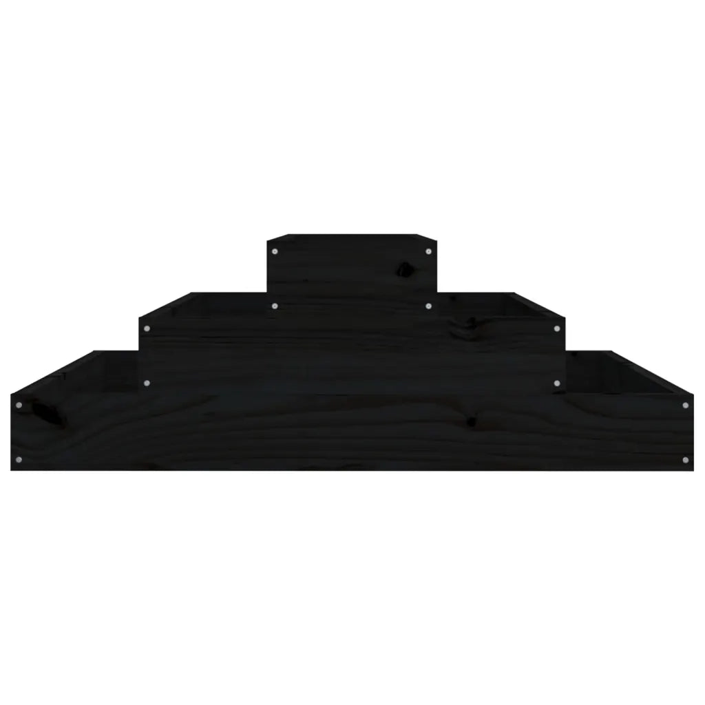Fioriera-Vaso da Esterno-Contenitore per Piante Nera 80x80x27 cm in Legno Massello di Pino 641638