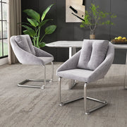 Sedia da Pranzo Set da 2 Ergonomica con Schienale Curvo, in Velluto, Grigio 72.39 × 60.96 × 50.17 cm