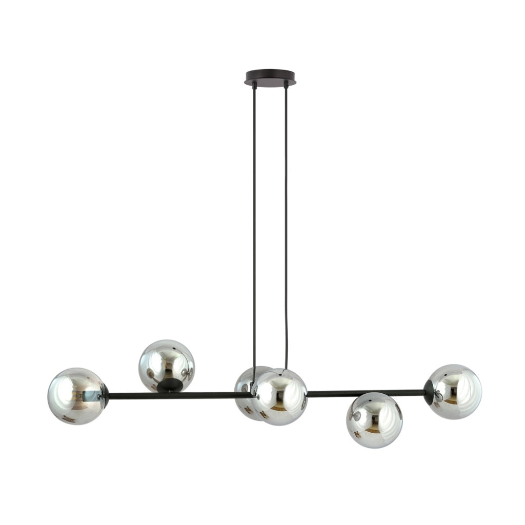 Lampadario Emibig Rossi 6 luci E14 nero vetro 110cm
