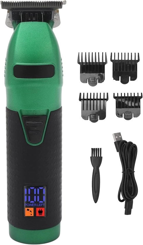 Tondeuse per uomini, tagliaerba elettrica a batteria, con display LED e 4 lame intercambiabili, tagliaerba professionale, set di cura per uomini, donne e bambini, trimmer da barba per uomini