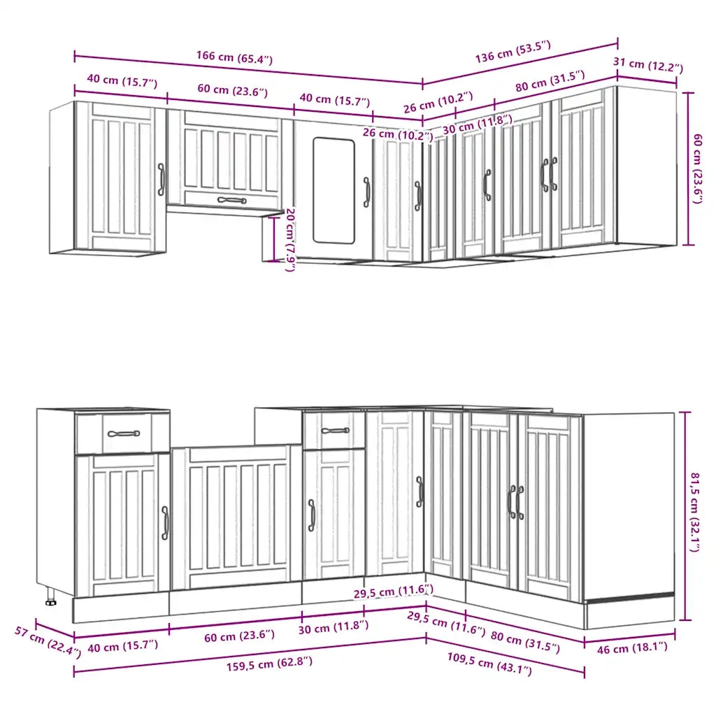Set Mobili da Cucina 11 pz Lucca Rovere Fumo in Truciolato 3314956