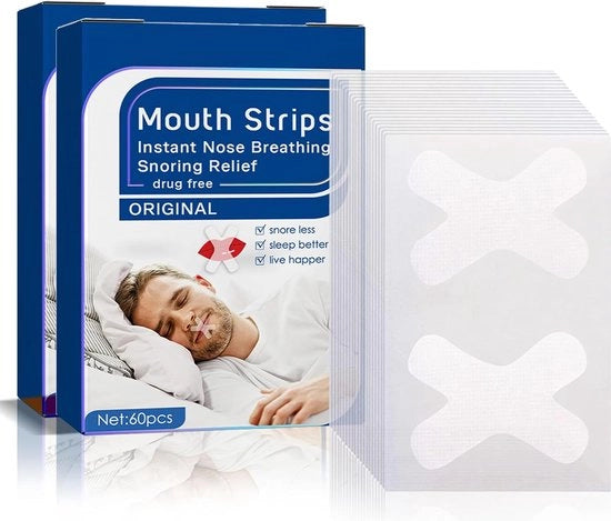 Tape per Bocca - 20 Stuks - Resistenza Media - Adesivo per la Bocca - Plastico per la Bocca - Sostituto del Sonno - per Respirare attraverso il Naso - Adesivo per la Bocca