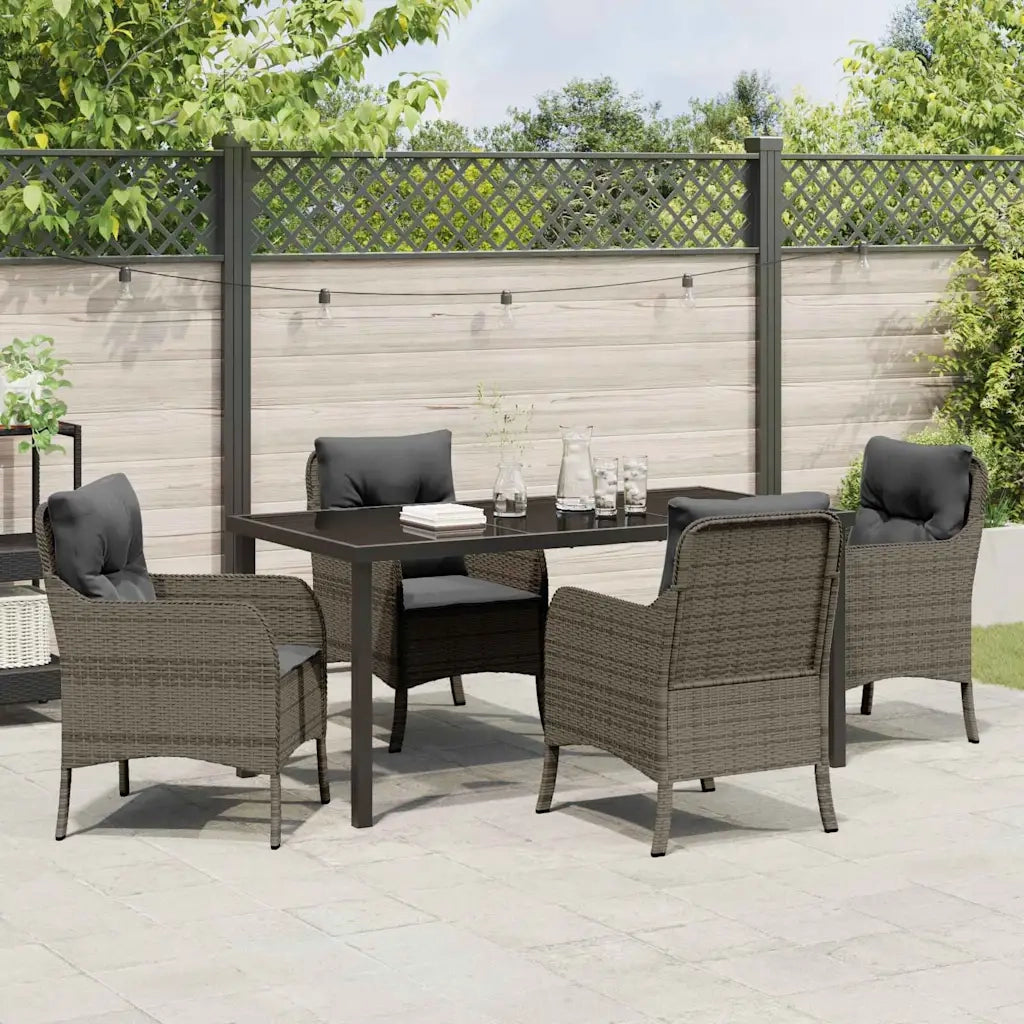 Set da Pranzo per Giardino con cuscino 5 pcs Grigio polyrattan 3380165