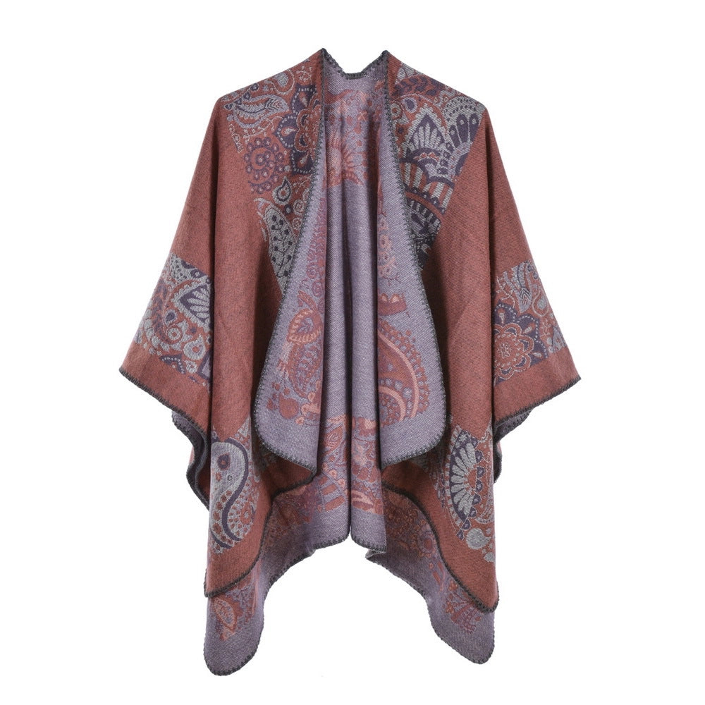 Sciarpa da donna, scialle, in cashmere, spesso, caldo, reversibile, mantellina divisa