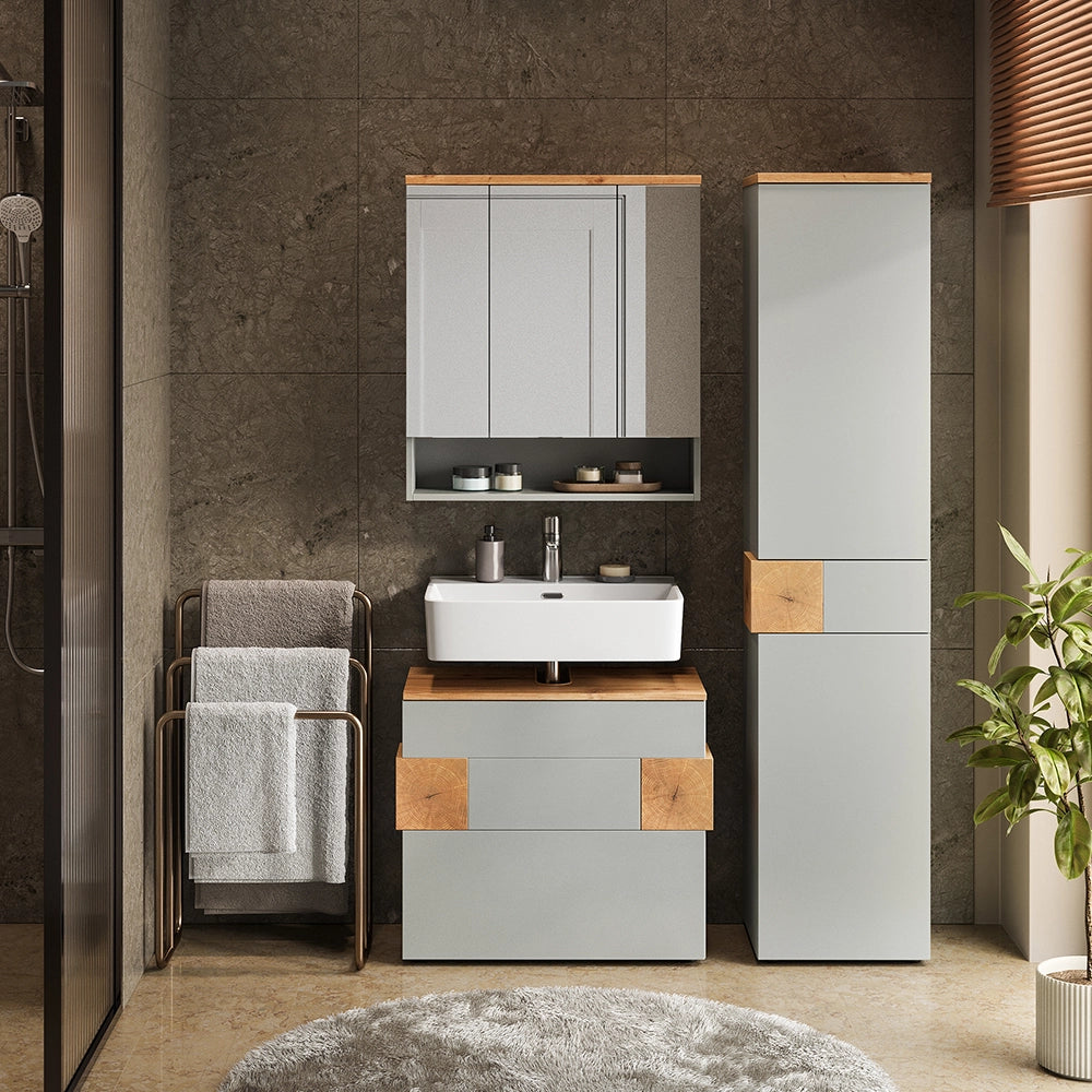 Vicco Set di mobili da bagno Grigio/Artisan 3 parti