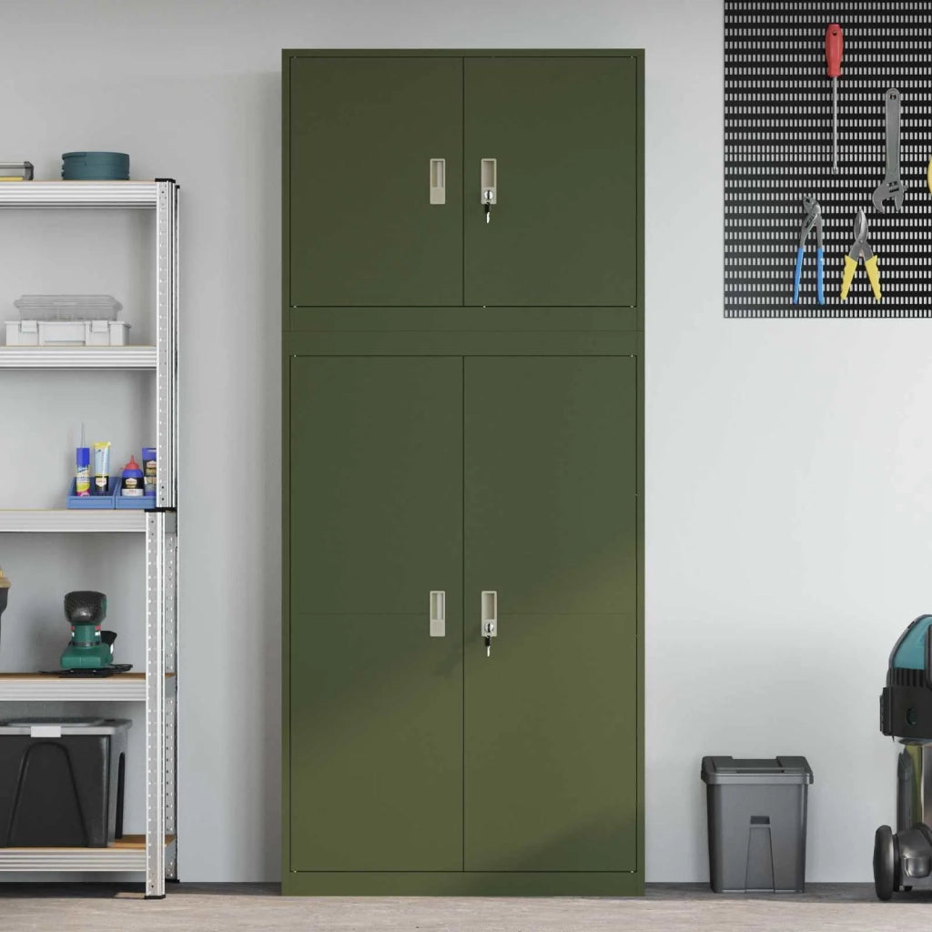 Armadio 2 pz Verde Oliva 90 x 40 x 210 cm Acciaio Bloccabile 3438727