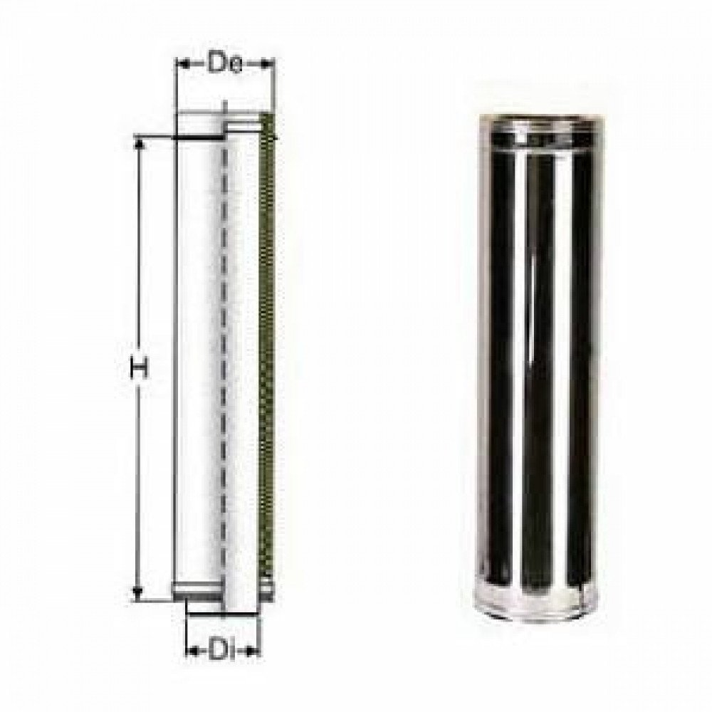 Inox doppia parete aisi 316 tubo l.1000 d.080 130 b00n97m8is