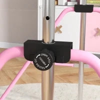 Sbarra Ginnastica Artistica per Bambini ad Altezza Regolabile con 2 Anelli, in Acciaio, 148x105x88-128 cm, Rosa
