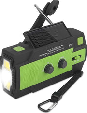Radio solare portatile con manubrio e batteria ricaricabile - Radio da costruzione acqua resistente con lampada LED e funzione powerbank