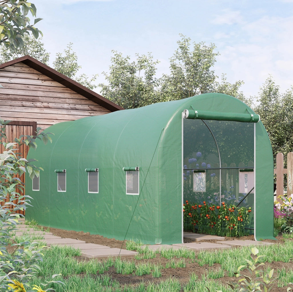 Serra a tunnel verde 500x200x205 cm con finestre