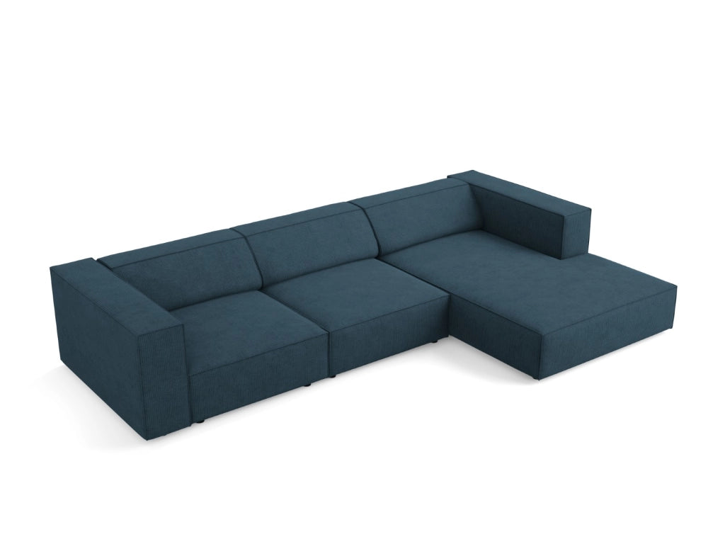 Cosmopolitan Design - Divano angolare destro "Arendal" 4 posti in ciniglia con effetto a coste blu scuro 