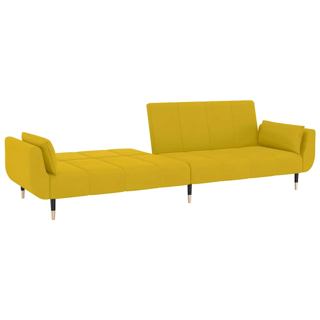 Divano letto | Sof¨¤ letto | Letto singolo a 2 Posti con 2 Cuscini Giallo in Velluto