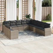 Set Divani da Giardino 11 pz con Cuscini in Polyrattan Grigio 3219180