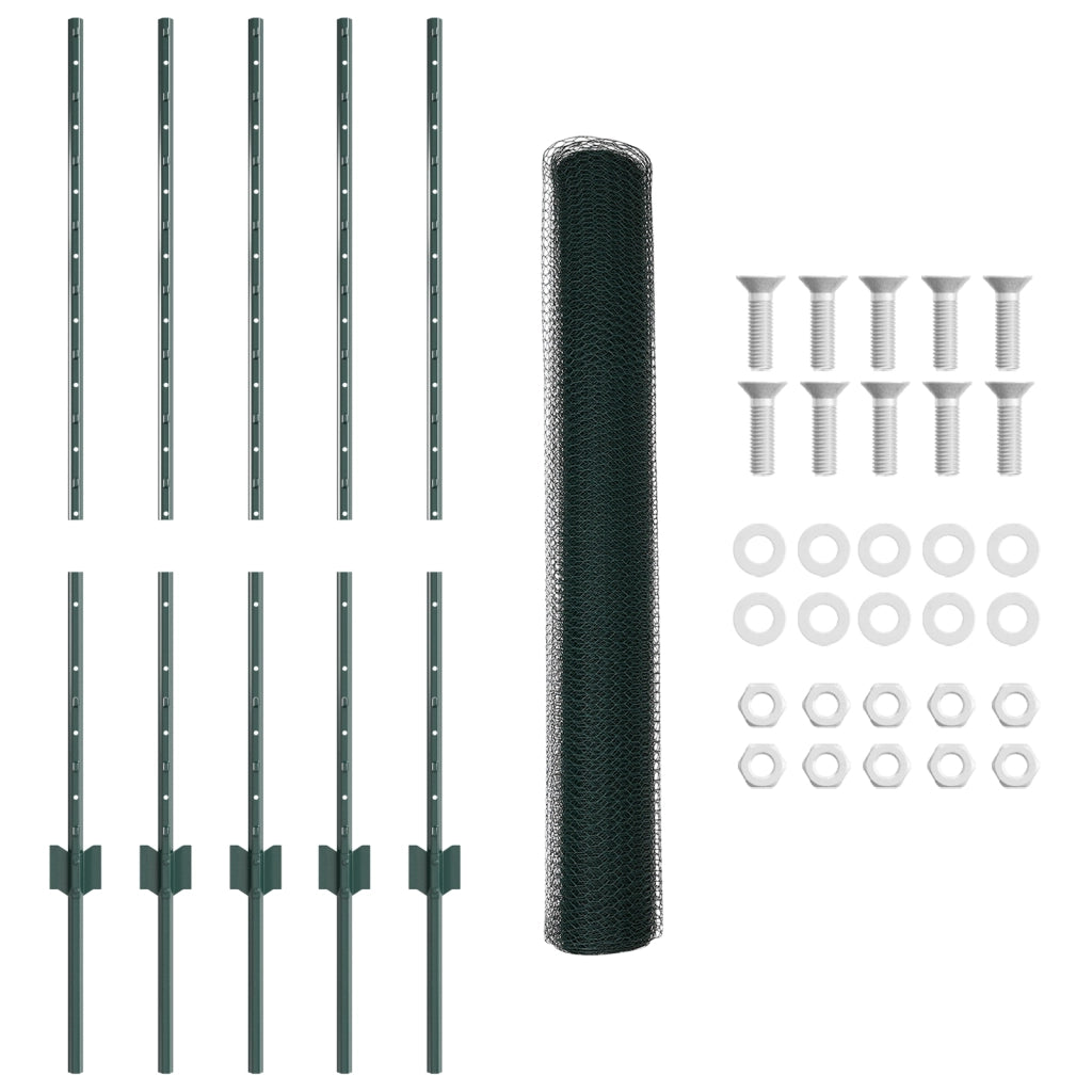 Pali Recinzione  5 pcs U-Channel Verde 100 cm Acciaio