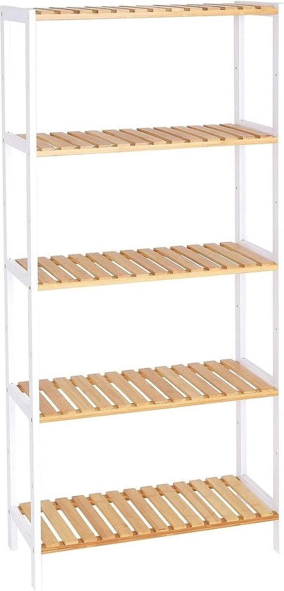 Rack di archiviazione in bambù con più contenitori di stoccaggio per scarpe, bagno, cucina e soggiorno
