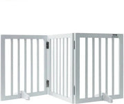 Hek per cani - Stante - Bianco - Legno - Ripiegabile - 3 pannelli - Barriera - Senza attrito - Per interni - 1530 x 610 x 245 mm