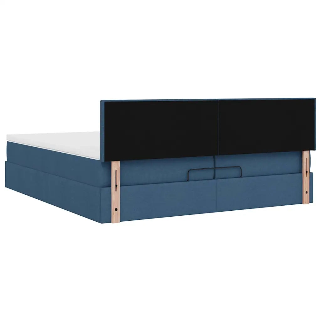Struttura Letto Pouf con Materassi Blu 200x200 cm in Tessuto 3312256