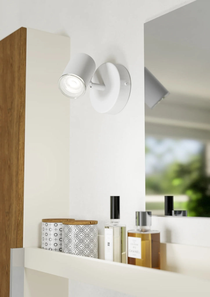 Faretti E Spot Moderno Consuma 1 Acciaio Bianco 1 Luce Gu10 Ip44