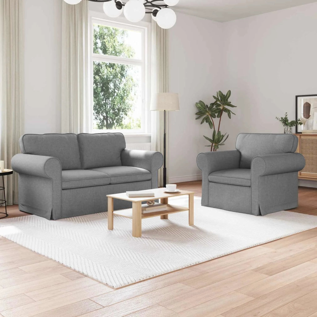 Set di divani 2 pcs Grigio chiaro 155 x 82 x 80 cm Tessuto