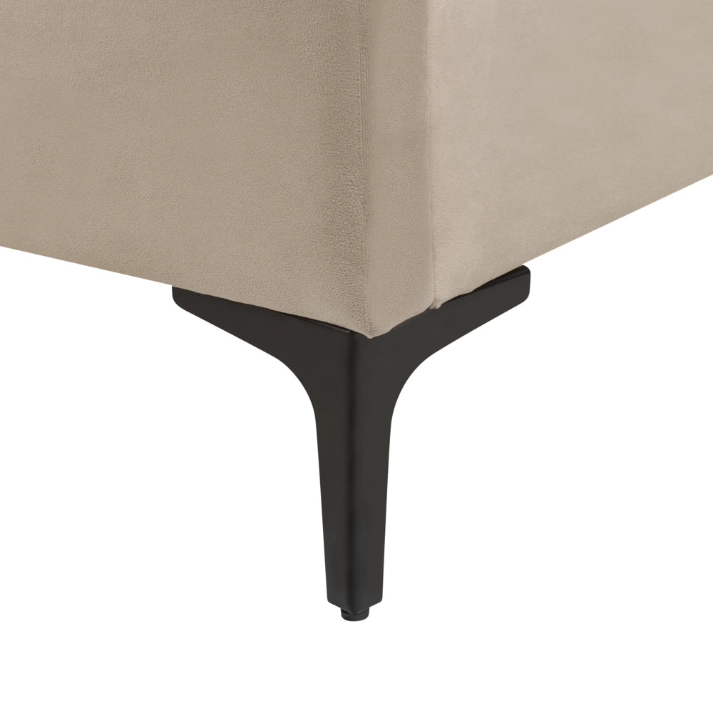 Letto matrimoniale EU Beige Velvet 140 x 200 cm Imbottito Telaio Poggiatesta