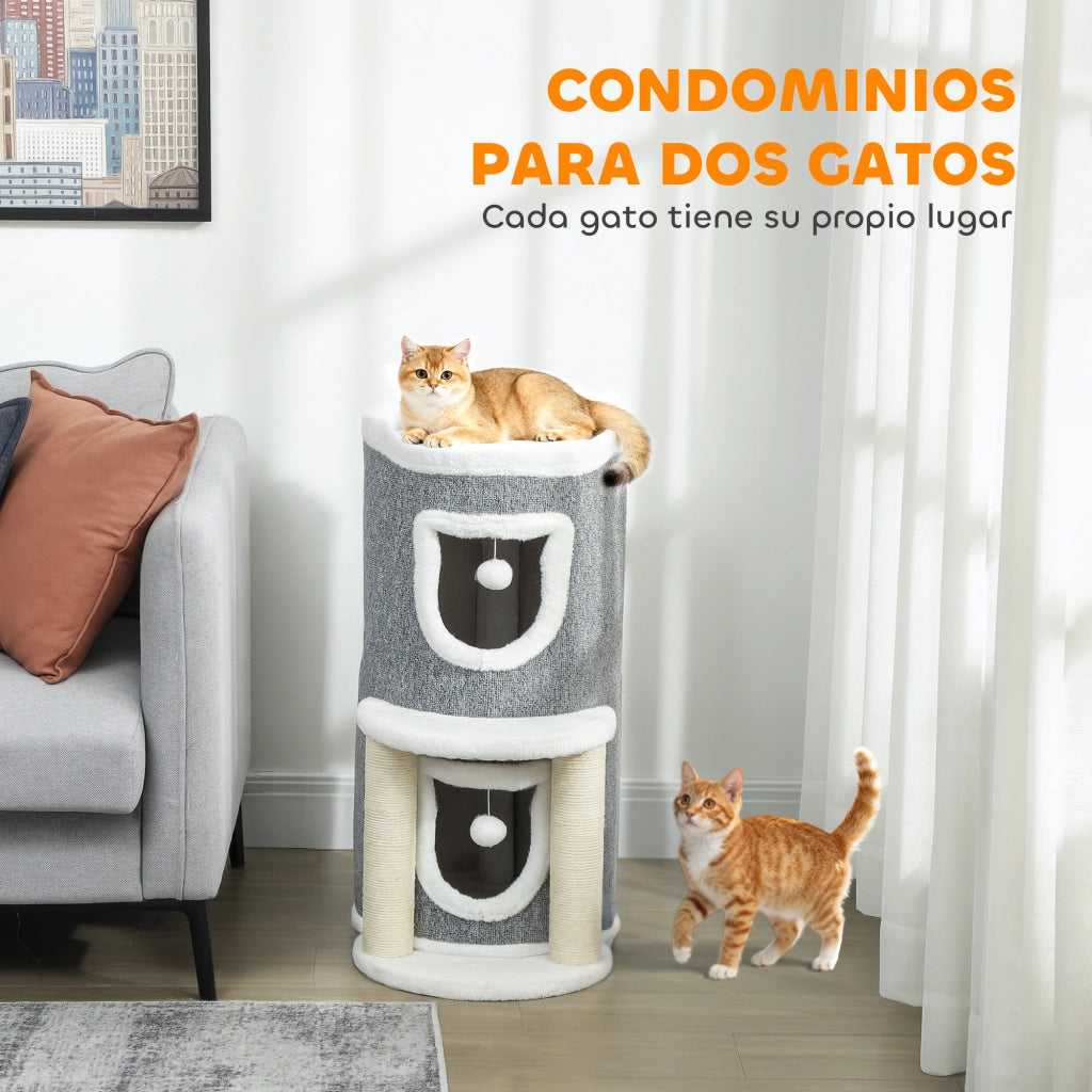 Albero Rascador per Gatti con Cuevas e Posti in Sisal ¨C Zephmum ¨C Grigio 76 cm