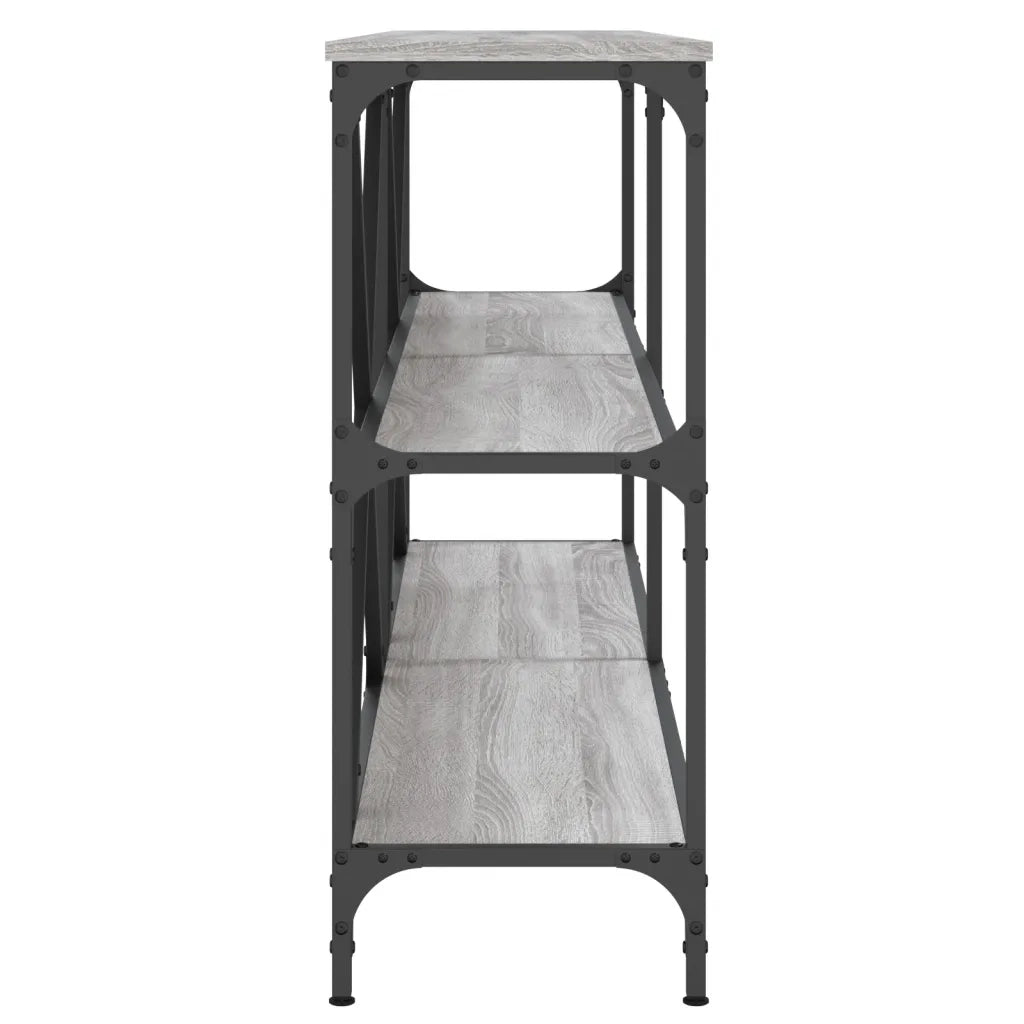 Tavolino-Tavolino da soggiorno-Tavolo Grigio Sonoma 160x30x75cm in Legno Multistrato e Ferro