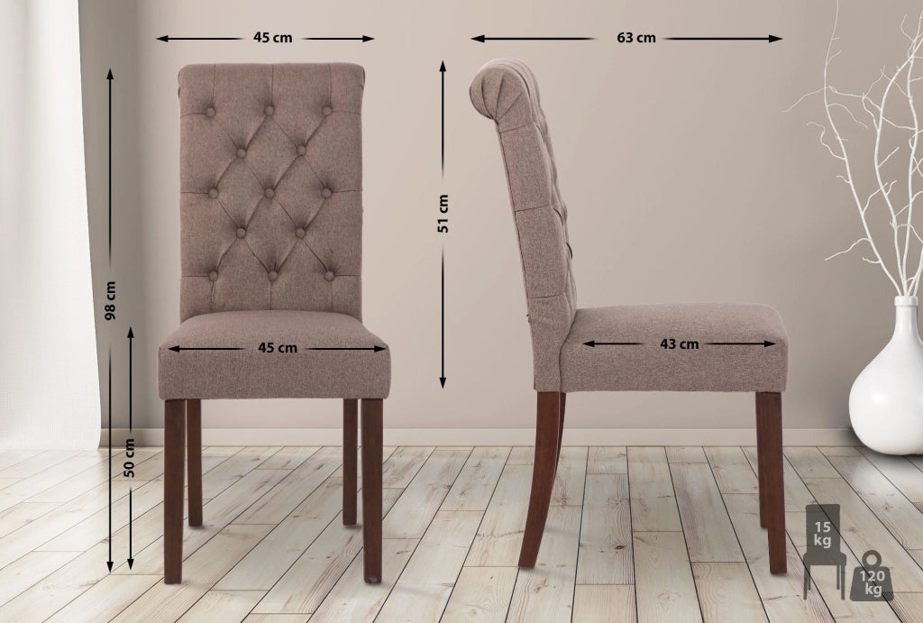 Set di 2 sedie da pranzo Lisburn Tortora,Tessuto