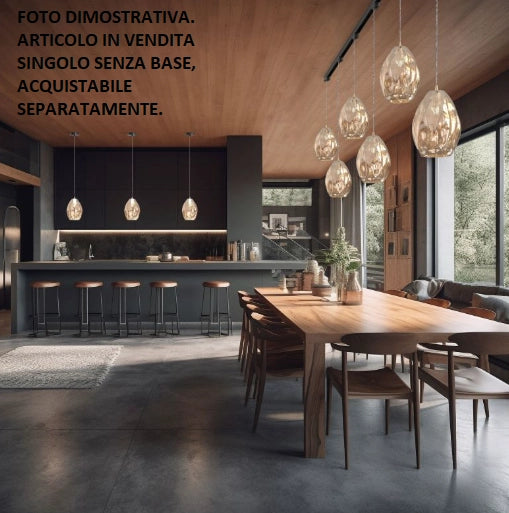 MORIS-S1 A Sospensione 1 luce vetro ambra  particolare oro chiaro senza base. Attacco E27