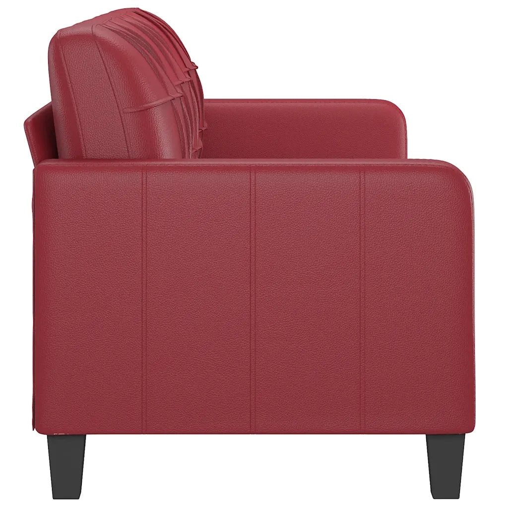 Divano a 3 Posti Rosso Vino 180 cm in Similpelle
