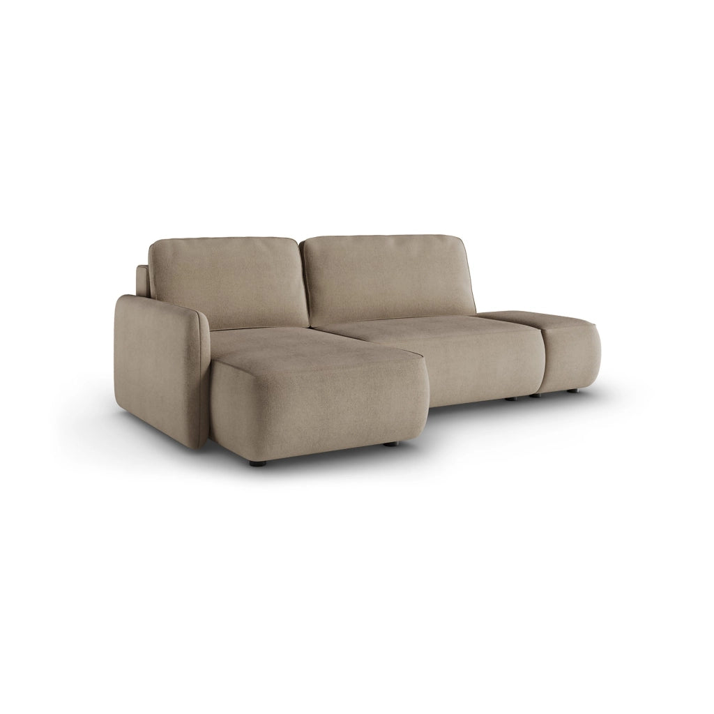 Rezzo, Divano Letto con Penisola Contenitore, 229x148 cm Beige