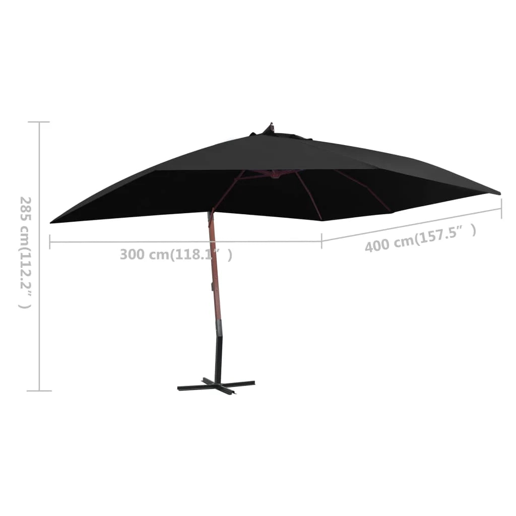 Ombrellone a sospensione con palo in legno 400 x 300 cm nero 02_0008714