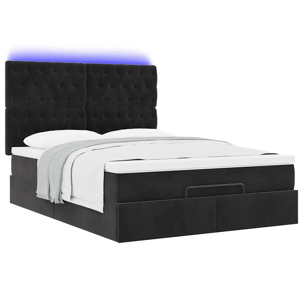 vidaXL Struttura Letto Pouf con Materassi Nero 140x190 cm in Velluto