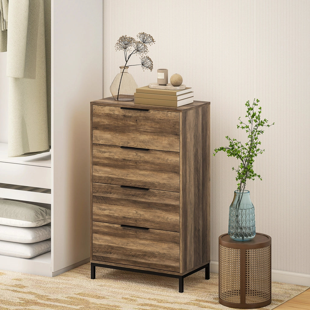 Cassettiera Comodino ¨C Zephmum ¨C 62x35x105 cm Legno Naturale