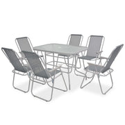 Set da Pranzo da Giardino 8 pz | Set Salotto da Giardino in Acciaio e Textilene Grigio