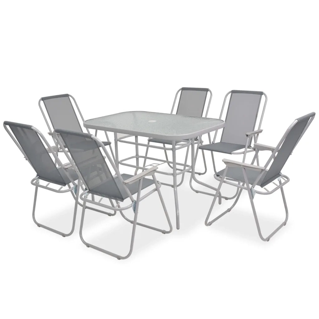 Set da Pranzo da Giardino 8 pz | Set Salotto da Giardino in Acciaio e Textilene Grigio