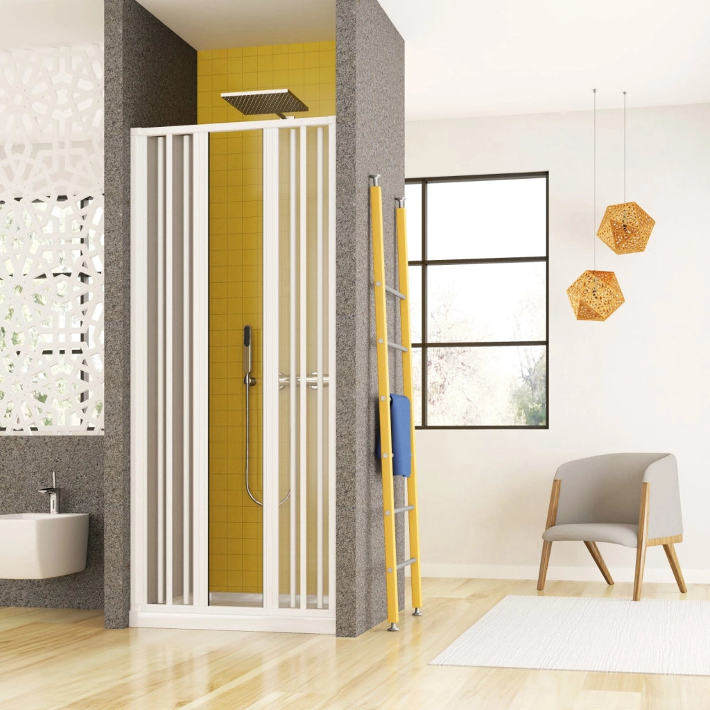 Porta doccia a soffietto, ingresso centrale pvc bianco h185cm Platra Takira Bianco,80 cm