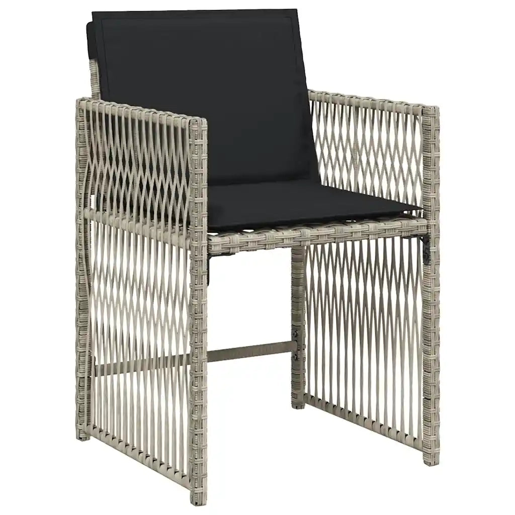 Set da Pranzo da Giardino 15 pz con Cuscini Grigio Polyrattan
