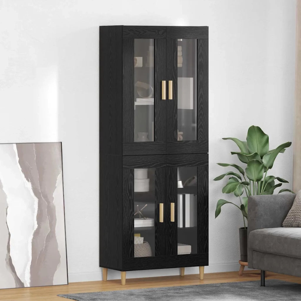 Credenza Rovere Nero 69,5 x 34 x 180 cm Legno multistrato
