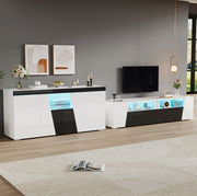 Combinazione mobile TV con LED; 180 x 38;5 x 45 cm; bianco e nero