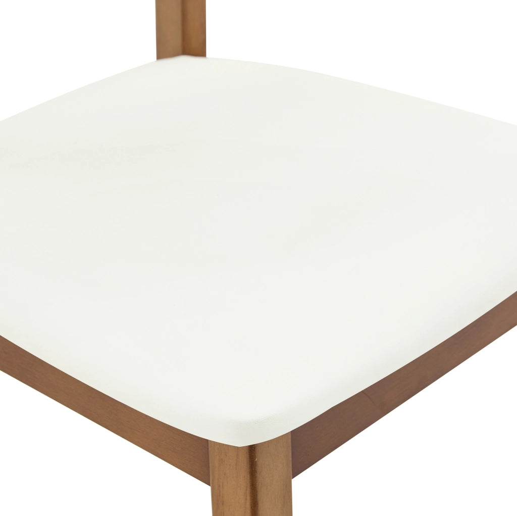 Set di 2 sedie da pranzo 95.5x35.5x54 cm con schienale ovale; seduta imbottita in legno e PU bianco