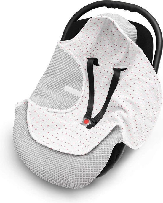 Decken per seggiolino auto, 100% cotone, decken leggero per bebè, in tessuto a waffle e mousseline, per estate e primavera, universale