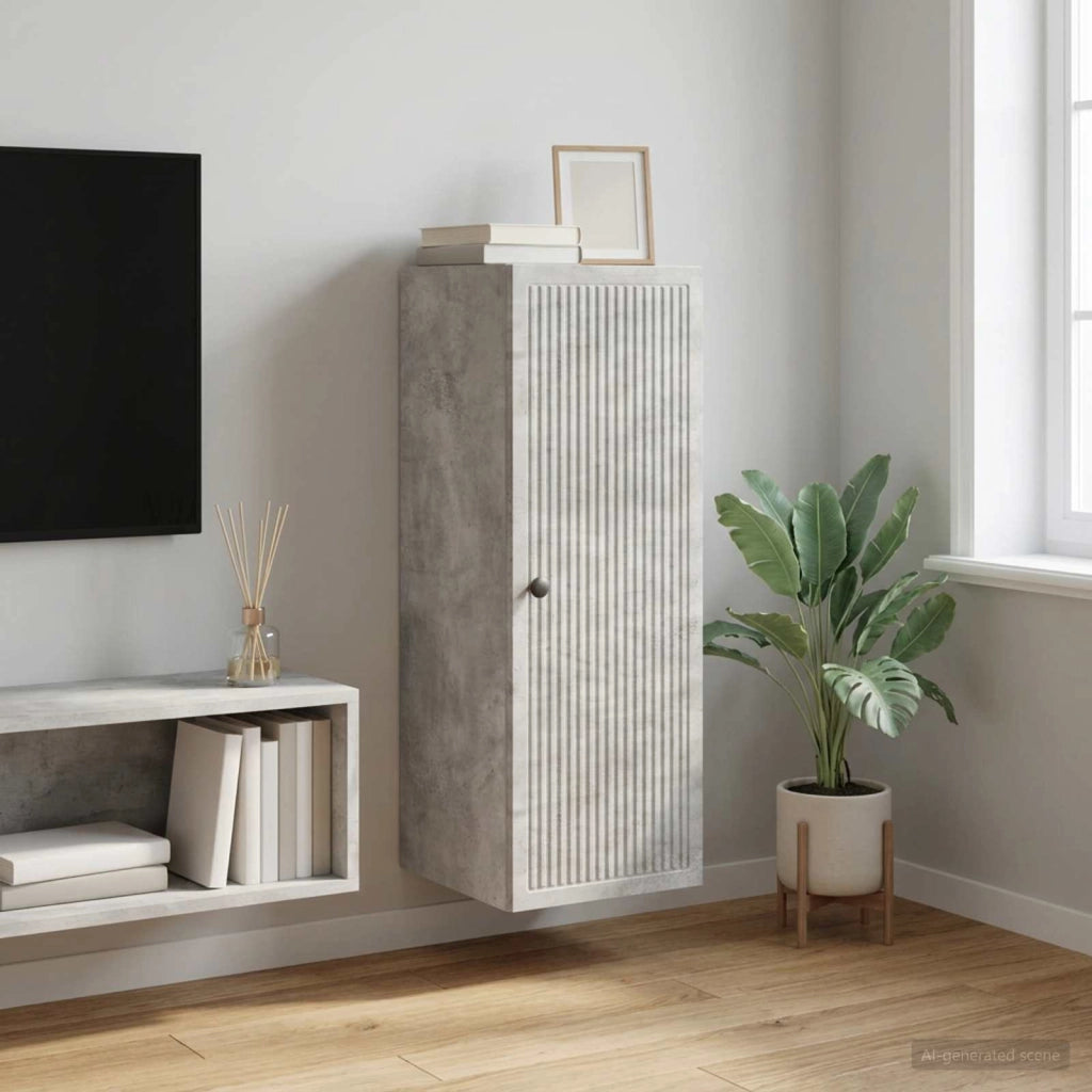 Mobiletto a muro Grigio Cemento 33 x 34,5 x 90 cm 897908